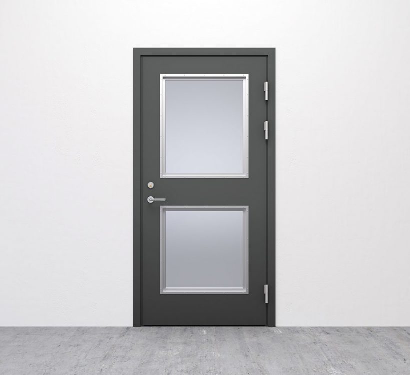 Branndør i stål med glass - Hellbergs enkeldør hos Norfo (1)