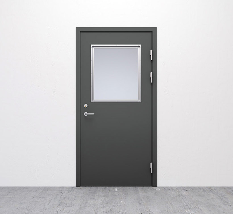 Branndør i stål med glass - Hellbergs enkeldør hos Norfo